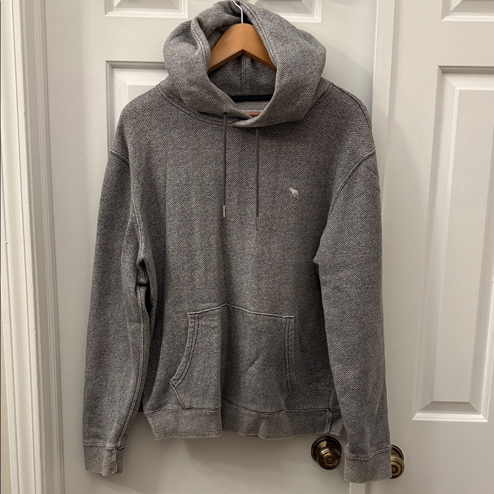 Abercrombie & Fitch Grey and White Herringbone Hoodie